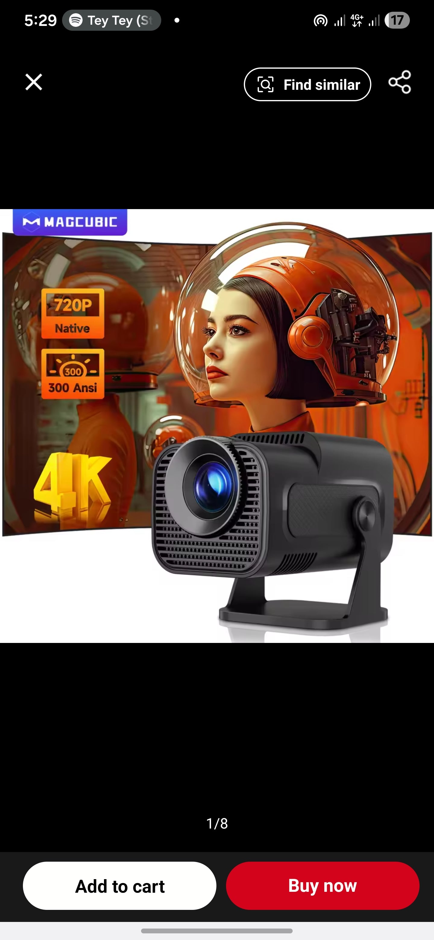 Smart 4K Ultra HD Mini Projector – 180° Rotatable Home Cinema