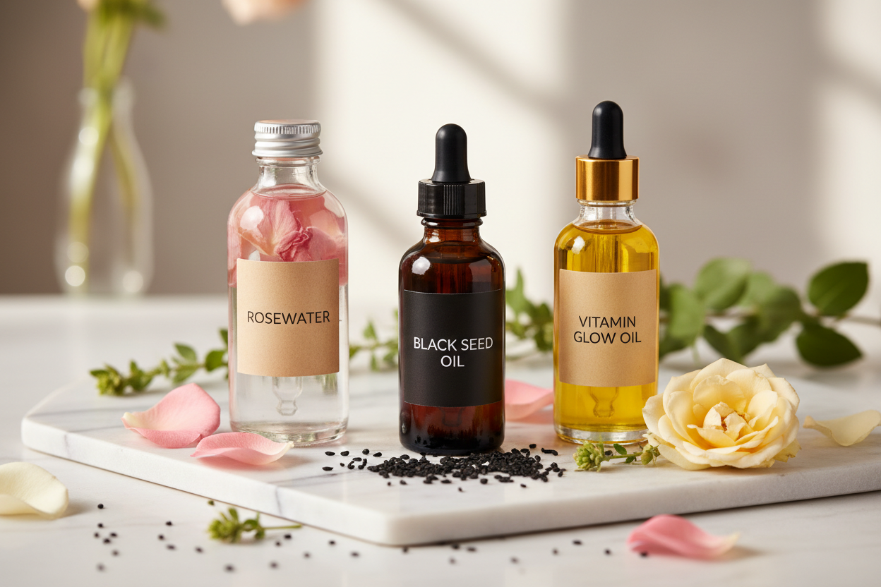 Rosewater,blackSEEDOIL,vitamin oil